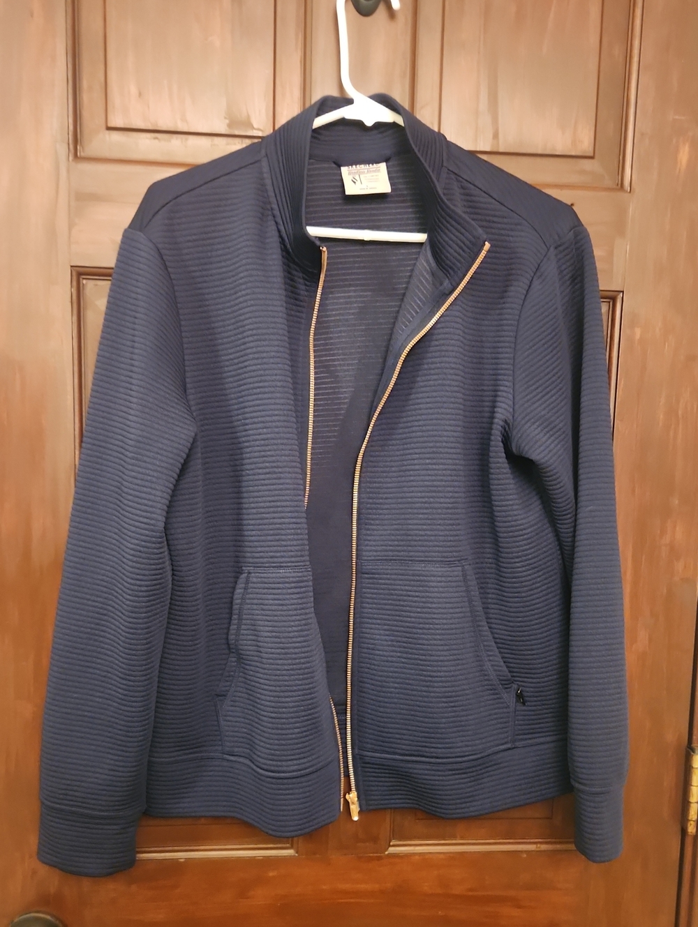 SKECHERS Women Navy Zip-Front Lightweight Ribbed Jacket